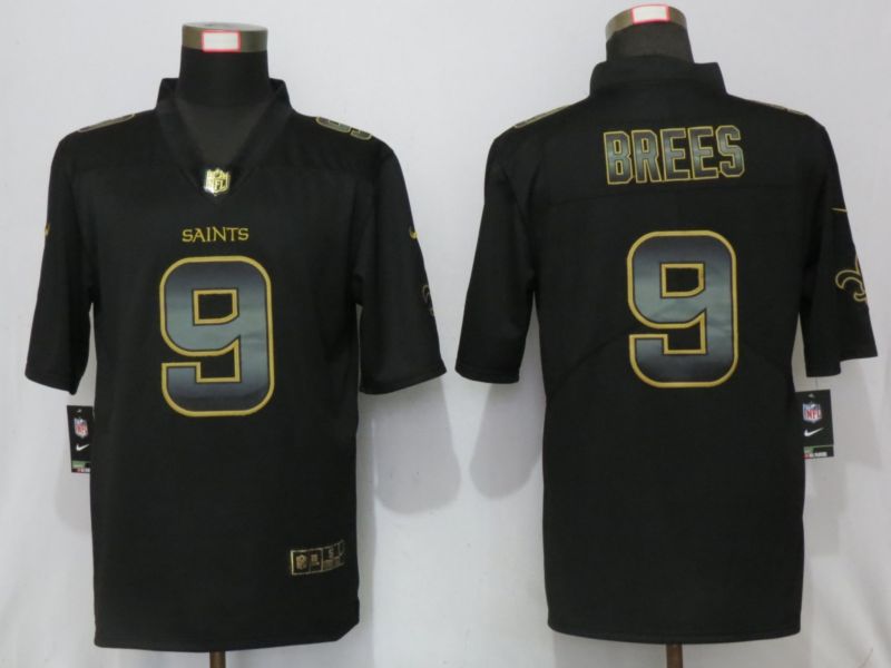 Men New Orleans Saints #9 Brees Black Gold Nike Stitched Vapor Untouchable Limited NFL Jersey